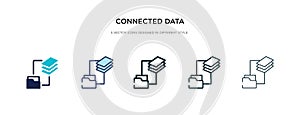 Connected data icon in different style vector illustration. two colored and black connected data vector icons designed in filled,