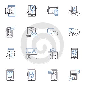 Connected device line icons collection. IoT, Smart, Wireless, Connected, Automated, Streaming, Bluetooth vector and