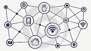 Connected Devices Digital Network Icons, vector design Generative AI