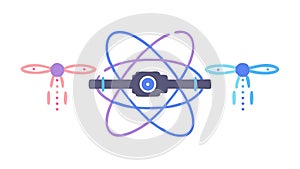 Connected Drone: Data Network, vector design Generative AI