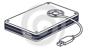 Connected External Hard Drive Icon for Data Backup and Devices, vector design Generative AI