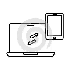 Connected gadgets Outline vector icon which can easily modify or edit
