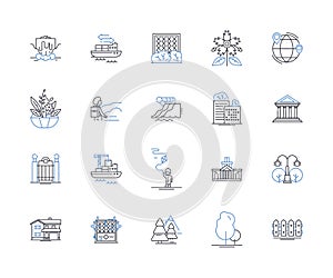 Connected garden line icons collection. IoT, Smart, Automation, Sensors, Soil, Water, Temperature vector and linear photo