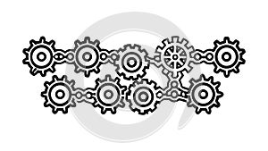 Connected Gears in a Row, Mechanical Process Vector, vector design Generative AI