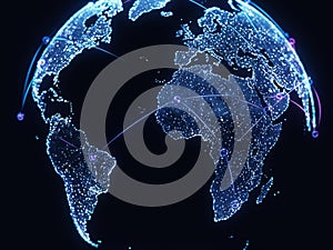 Connected Global Digital Network Futuristic digital visualization of a global network connecting cities around the world