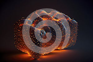 Connected glowing 3d grid, digitalization, wave, network created