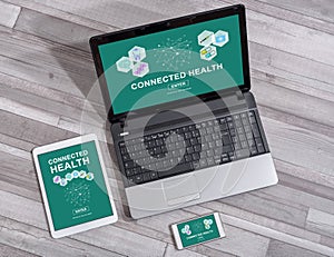 Connected health concept on different devices