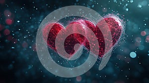 Connected hearts, abstract, dark background, love concept