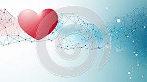 Red heart is floating in the air