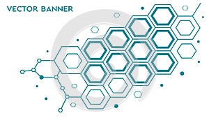 Connected Hexagonal Network, Abstract Tech Background, vector design Generative AI