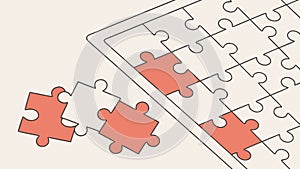 Connected Jigsaw Puzzle Pieces, Teamwork Completion Vector Art, vector design Generative AI