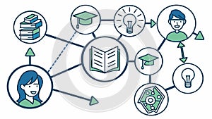 Connected learning and idea network, digital education concepts, vector design Generative AI