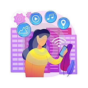 Connected living abstract concept vector illustration.