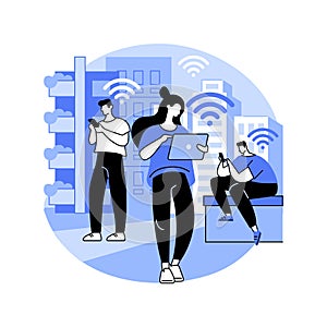 Connected living abstract concept vector illustration.
