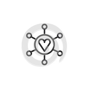 Connected loving heart line icon