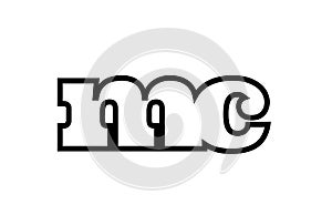 connected mc m c black and white alphabet letter combination logo icon design