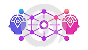 Connected Minds, Collaborative Thinking Network, vector design Generative AI