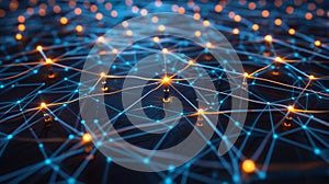 Connected Network Node Structure - Abstract Data Visualization, Futuristic Technology Concept