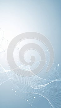 Connected Network of Wavy Lines and Nodes on Gradient Blue Background Data Flow Concept