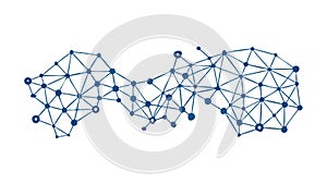 Connected Nodes Network, Technology and Data Flow Concept, vector design Generative AI