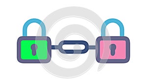 Connected Padlocks for Secure Network & Data, vector design Generative AI