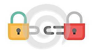 Connected Padlocks Symbolizing Secure Network, vector design Generative AI