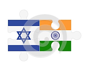 Puzzle of flags of Israel and India, vector