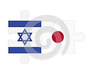 Puzzle of flags of Israel and Japan, vector