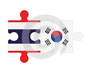 Puzzle of flags of Thailand and South Korea, vector