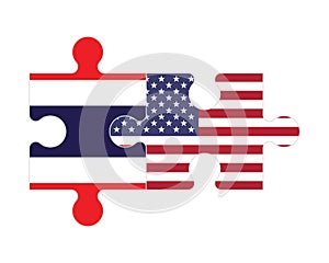 Puzzle of flags of Thailand and US, vector