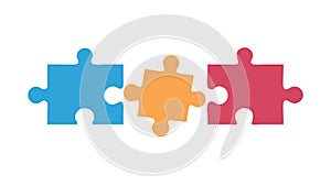 Connected Puzzle Pieces Icon, Teamwork and Solution, vector design Generative AI
