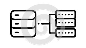Connected Server Racks. Data Center, Network, Cloud Computing Infrastructure, vector design Generative AI