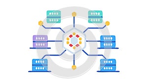 Connected Server Racks, Digital Infrastructure and Network Technology, vector design Generative AI
