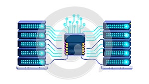 Connected Servers and Data Flow Illustration, vector design Generative AI