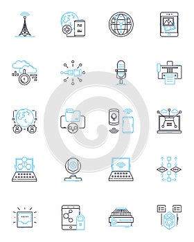 Connected sharing linear icons set. Collaboration, Nerking, Sharing, Connection, Community, Interconnectedness