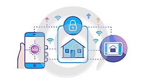 Connected Smart Home Mobile App Interface, vector design Generative AI