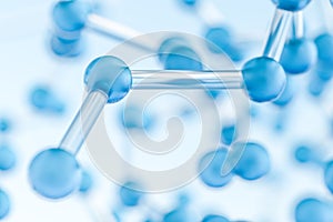 Connected spheres with blue background, 3d rendering photo