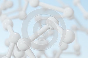 Connected spheres with blue background, 3d rendering photo