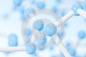 Connected spheres with blue background, 3d rendering photo