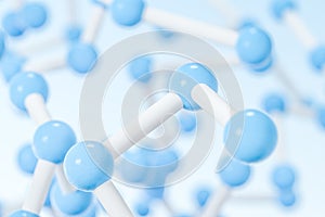 Connected spheres with blue background, 3d rendering photo