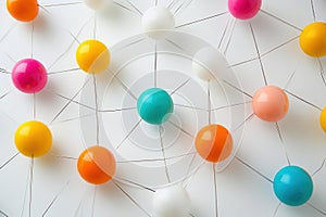 Connected Spheres Network on a White Surface