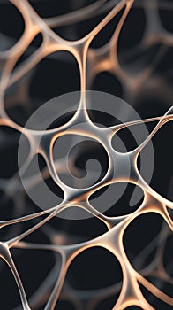 Connected structure of neural networks. Abstract artificial intelligence web. Linked nodes of a machine learning system. Glowing