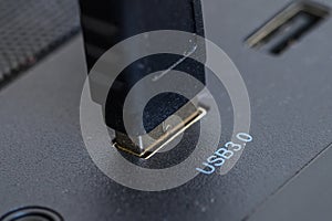 connected USB 3 cable into port usb personal computer port