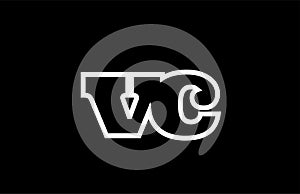 connected vc v c black and white alphabet letter combination logo icon design