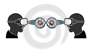 Connected Virtual Reality Shared Digital Experience, vector design Generative AI