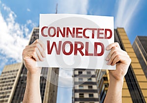 Connected World card with a urban background