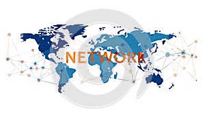 Connected World Map Network, Global Digital Communication, vector design Generative AI