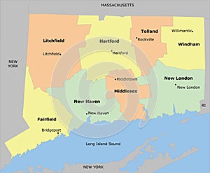 Connecticut county map