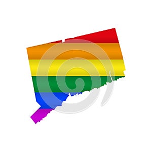 Connecticut LGBT flag map. Vector illustration