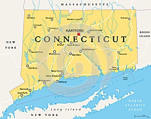 Connecticut, political map, State of Connecticut, CT photo
